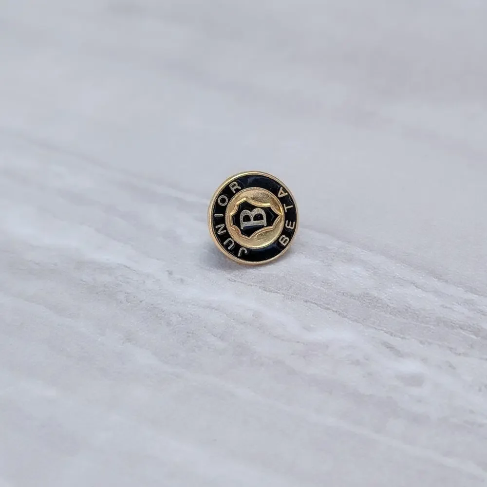 Vintage Brooch / Pin Lapel Pin Black & Gold Tone Junior Beta
